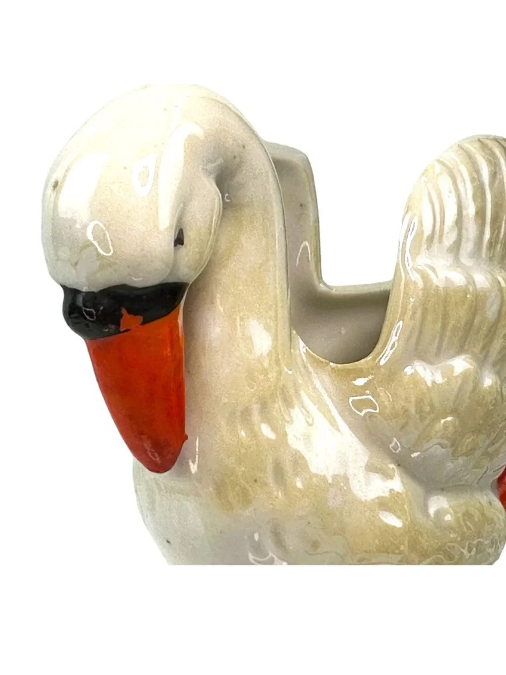 Vintage Irridescent Glaze Swan Planter/Trinket Holder Japan EUC
